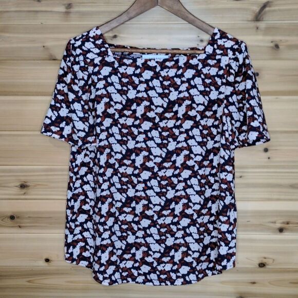 Lark & Ro Floral Print Short Sleeve Blouse Size Medium - Picture 1 of 8
